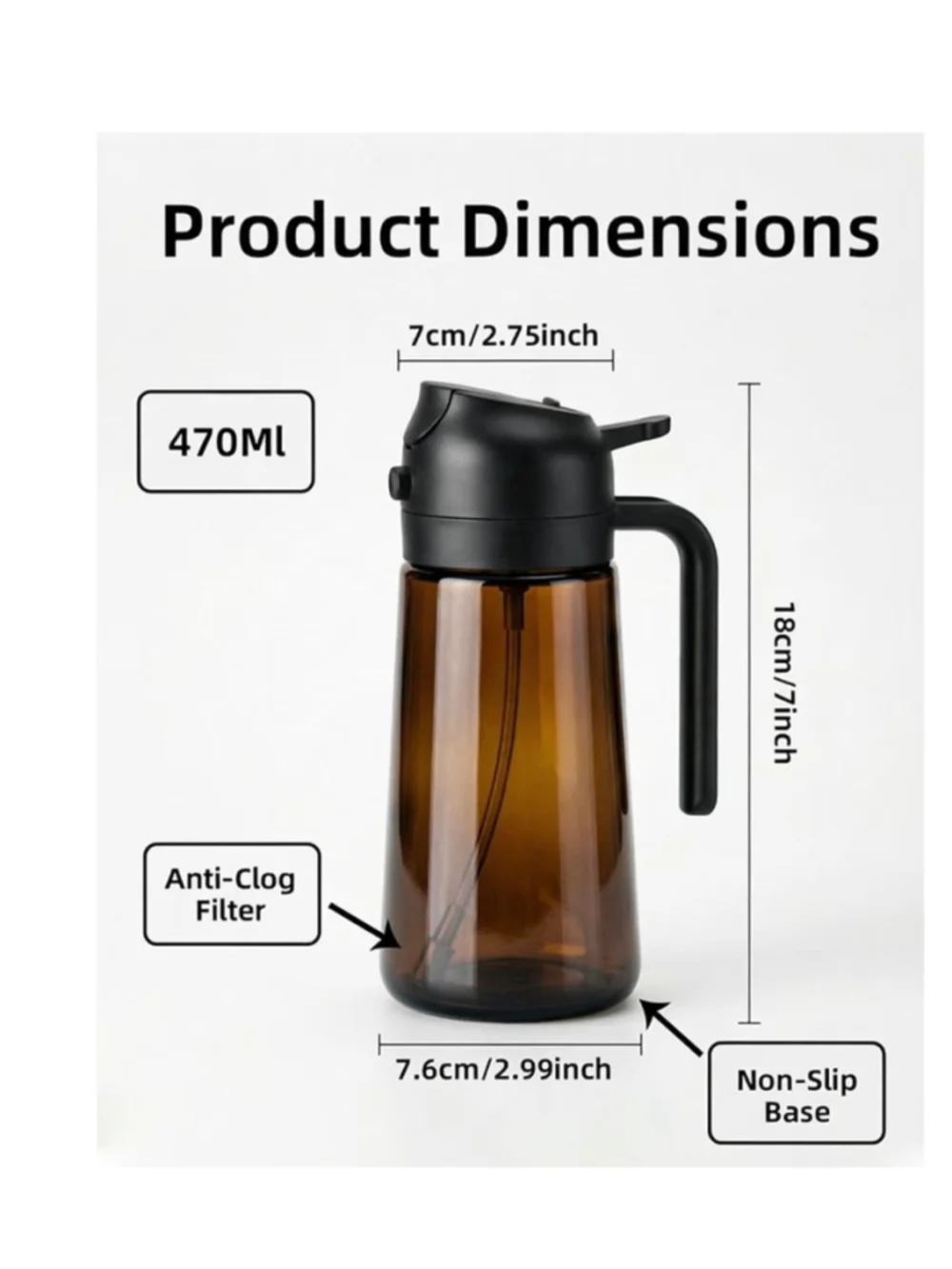 NEW 16oz Olive Oil Sprayer for Cooking, 2 in 1 Oil Dispenser Sunlight Shielding